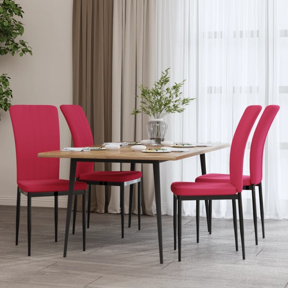 Sillas de comedor 4 unidades terciopelo rojo