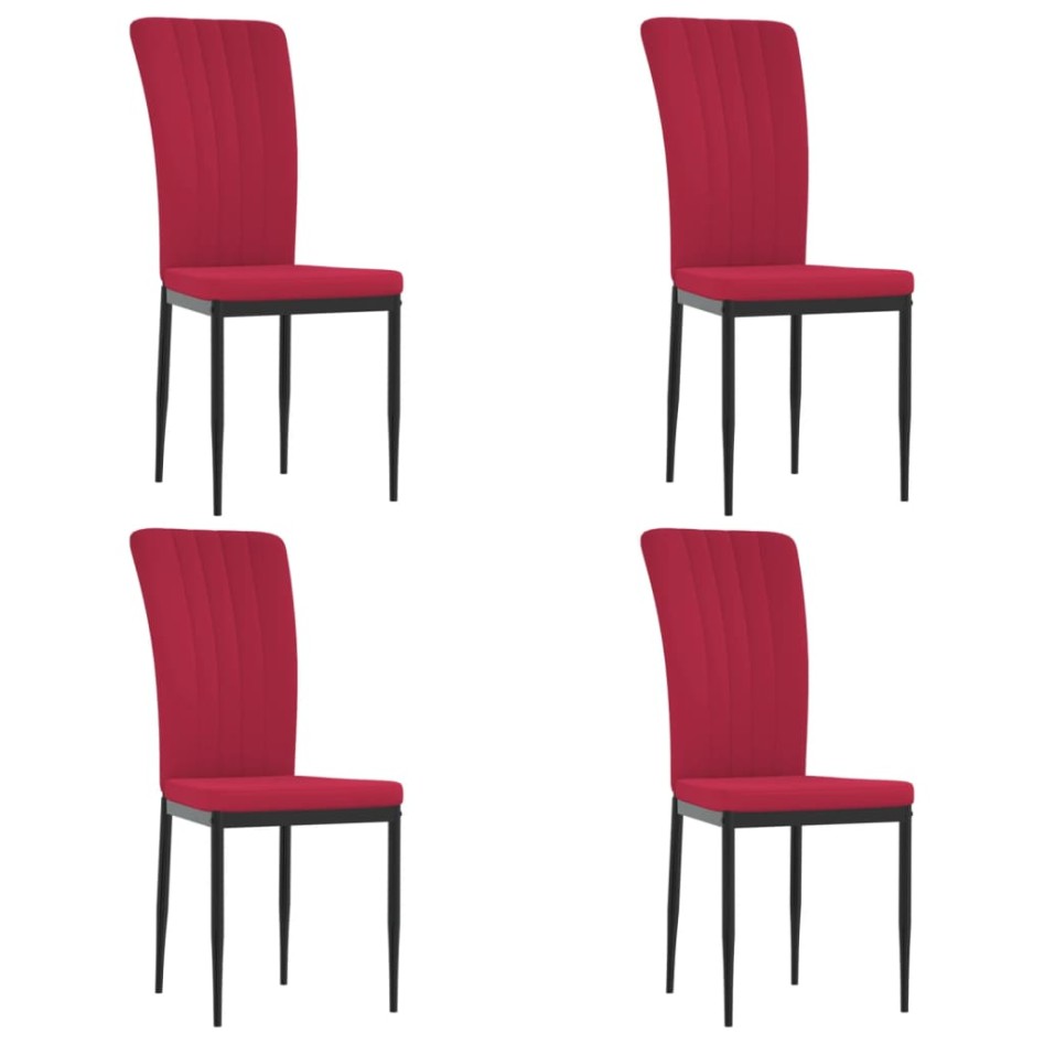Sillas de comedor 4 unidades terciopelo rojo