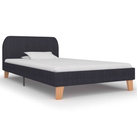 Estructura de cama de tela gris oscuro 90x200