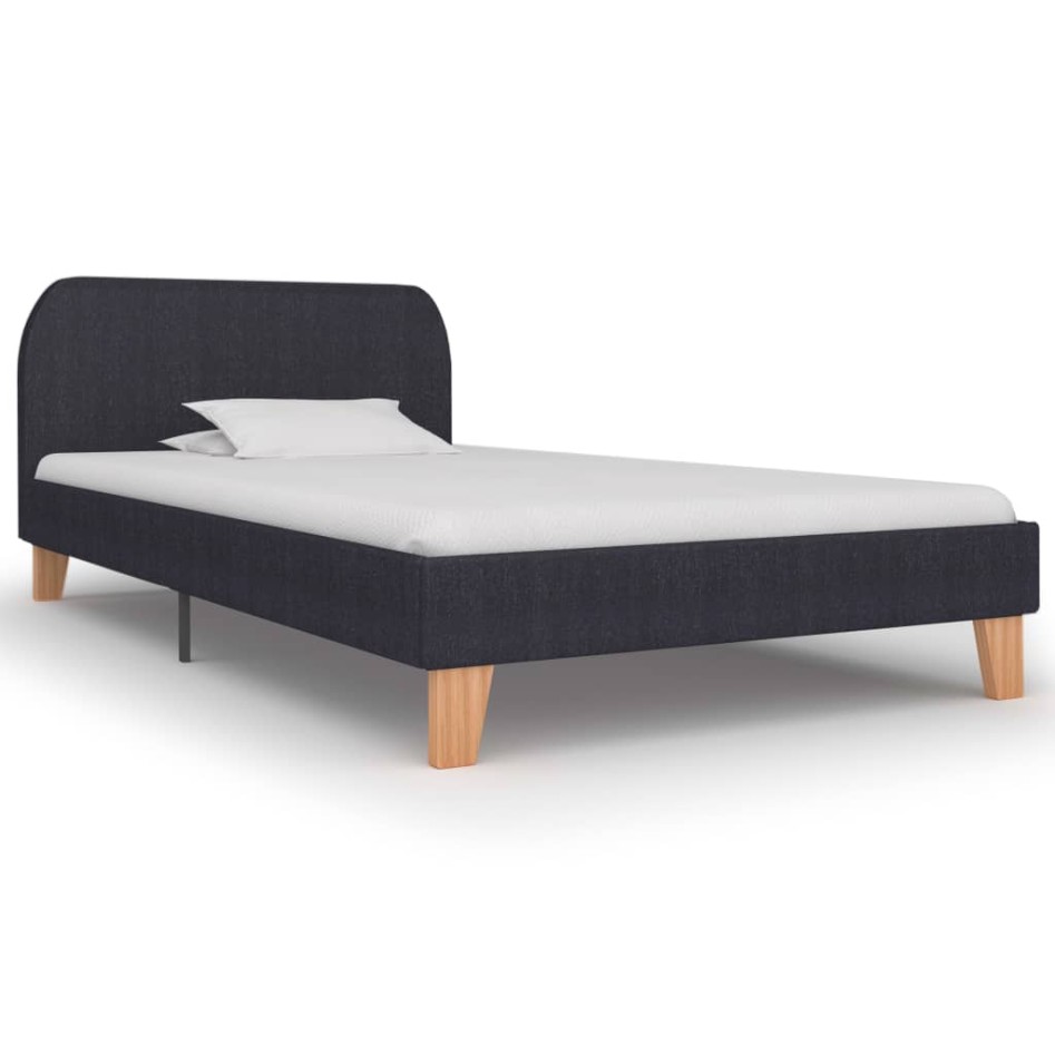 Estructura de cama de tela gris oscuro 90x200