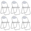 Sillas de comedor plegables 6 unidades cuero sintético blanco