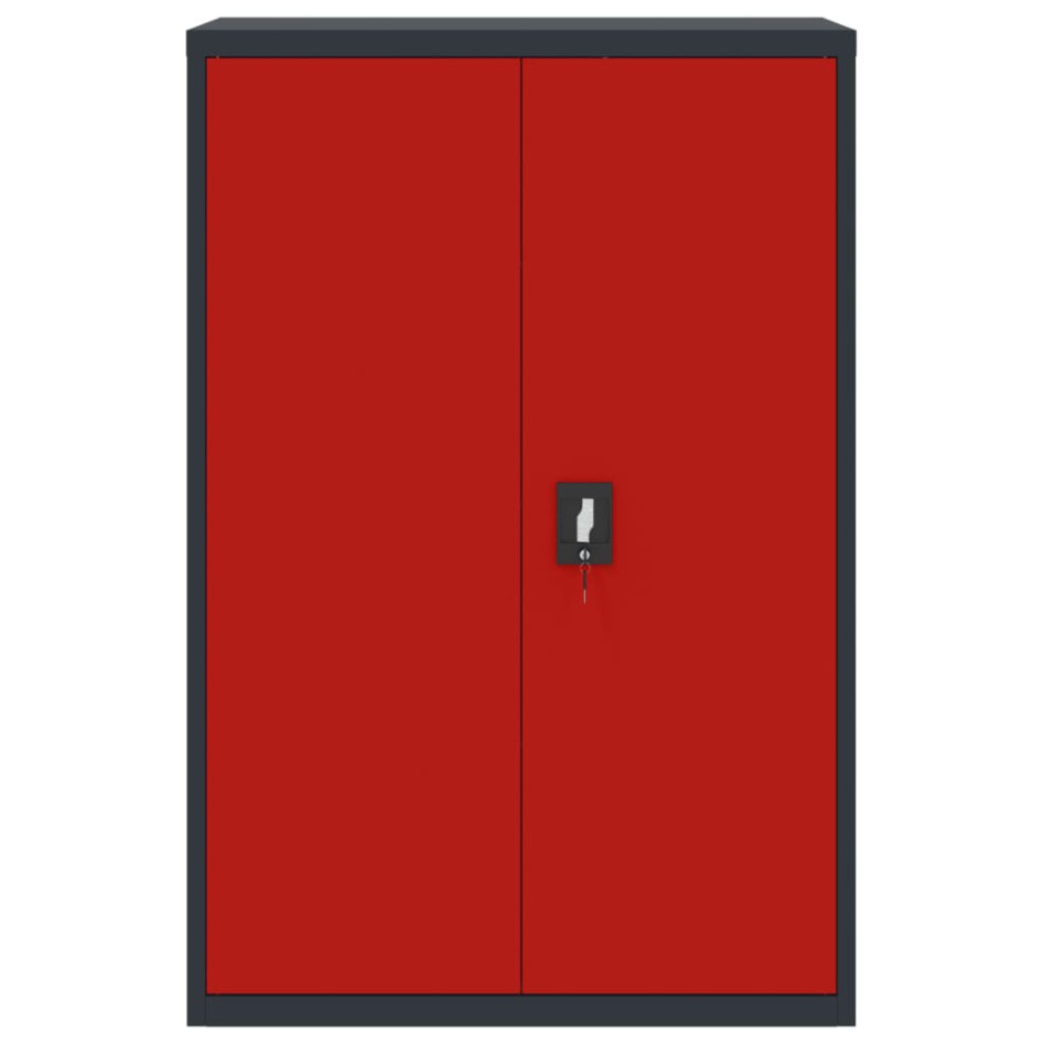 Armario archivador de acero gris antracita y rojo 90x40x140