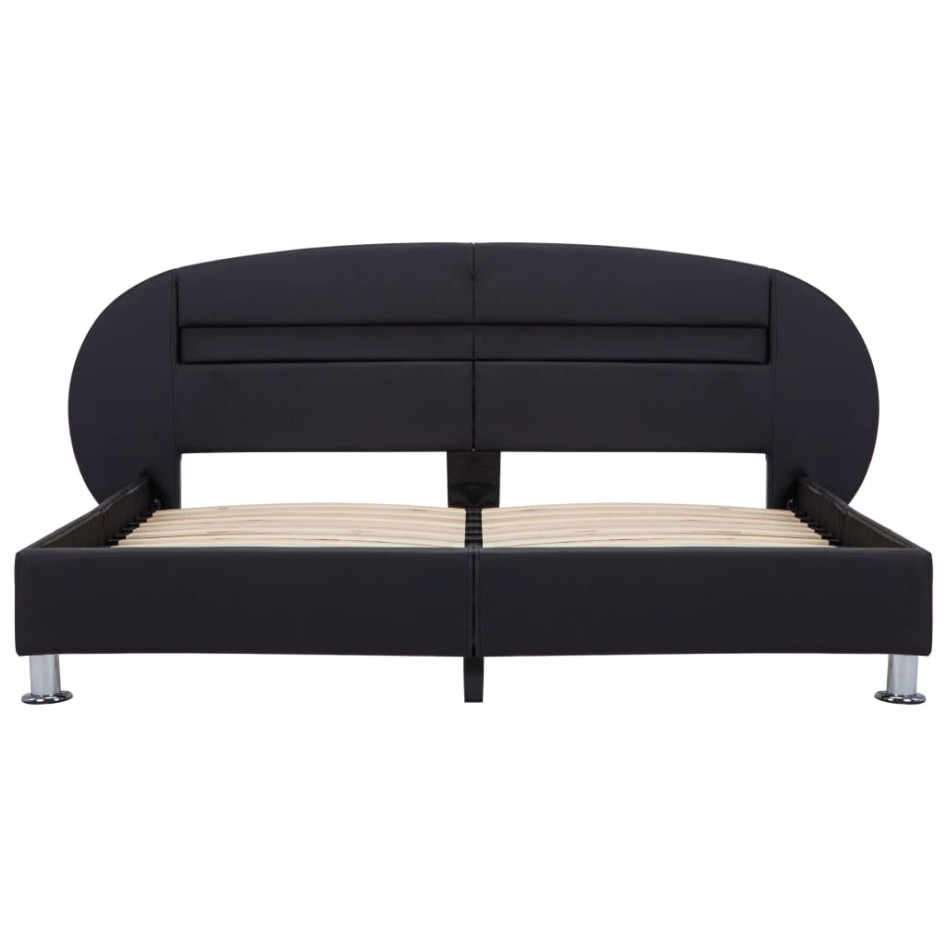 Estructura de cama con LED cuero sintético negro 180x200