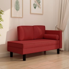 Sofá diván cojines y cojín de cabeza cuero sintético rojo