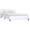 Estructura de cama de cuero sintético blanco 140x200 cm