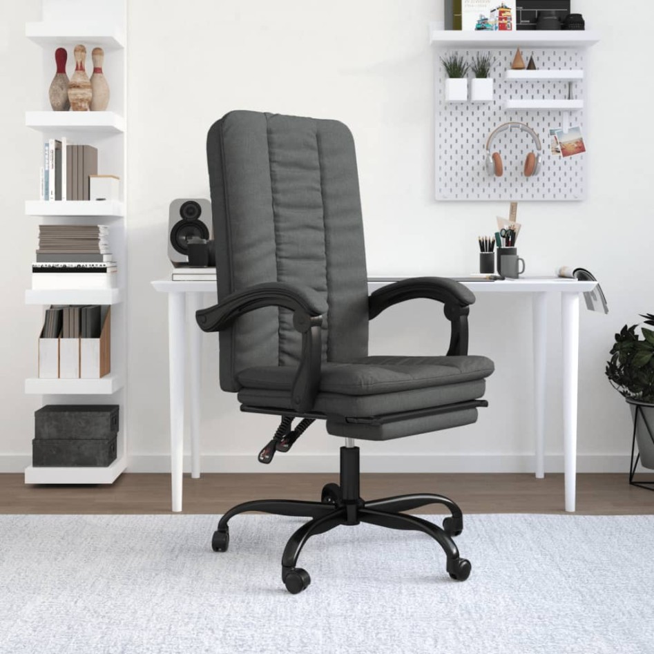 Silla de oficina reclinable de tela gris