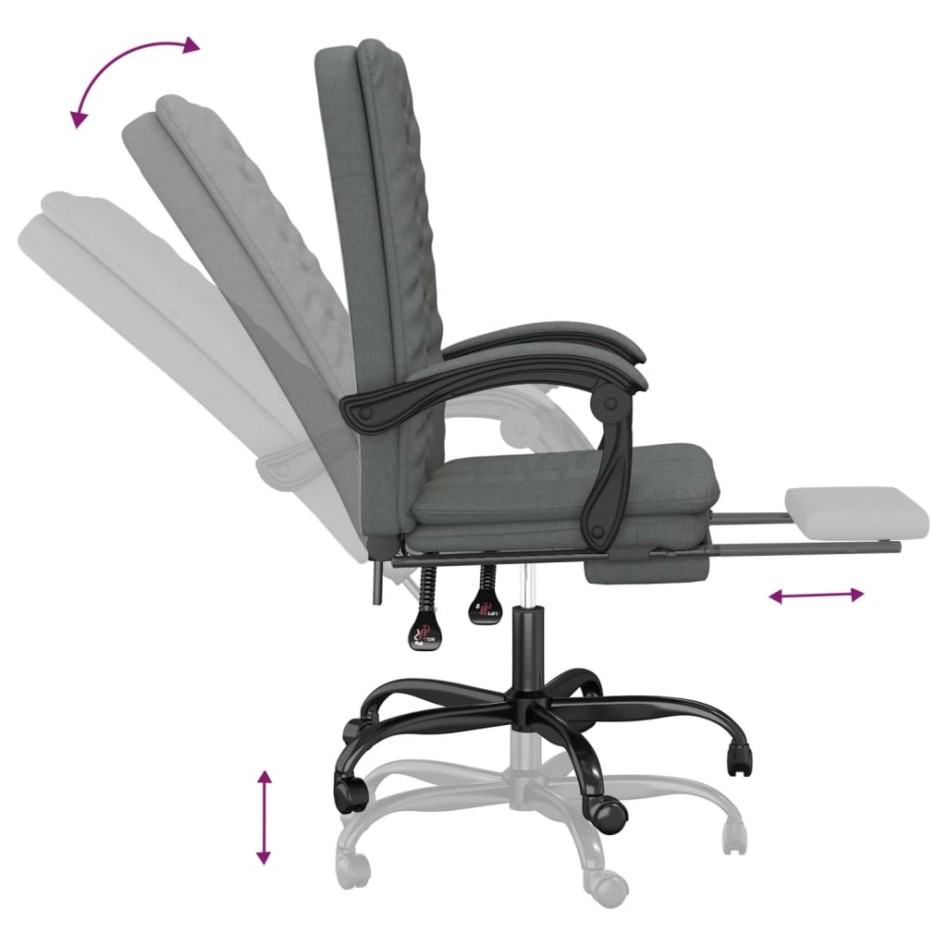 Silla de oficina reclinable de tela gris