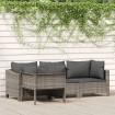 Set de muebles de jardín 4 pzas y cojines ratán sintético gris