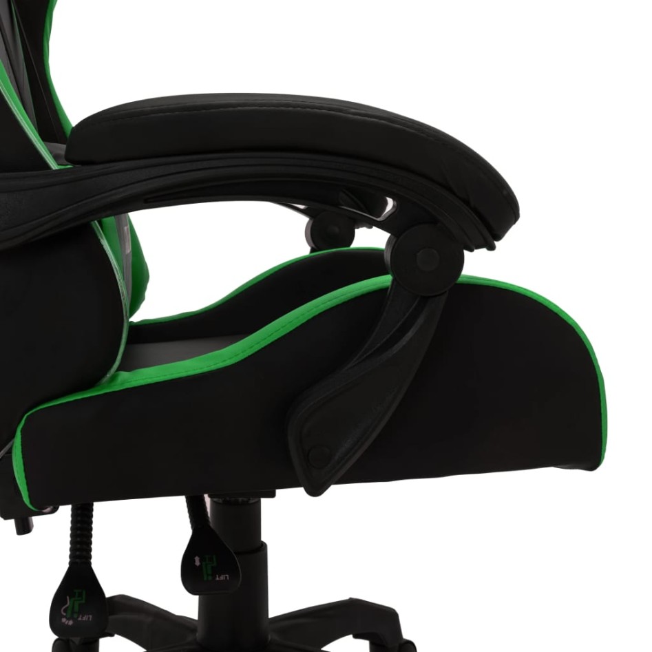 Silla gaming con luces LED RGB cuero sintético verde y