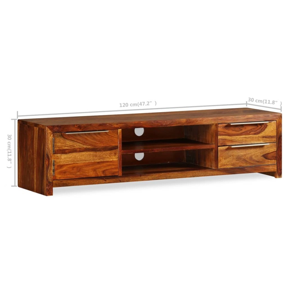 Mueble de TV madera maciza de sheesham 120x30x30