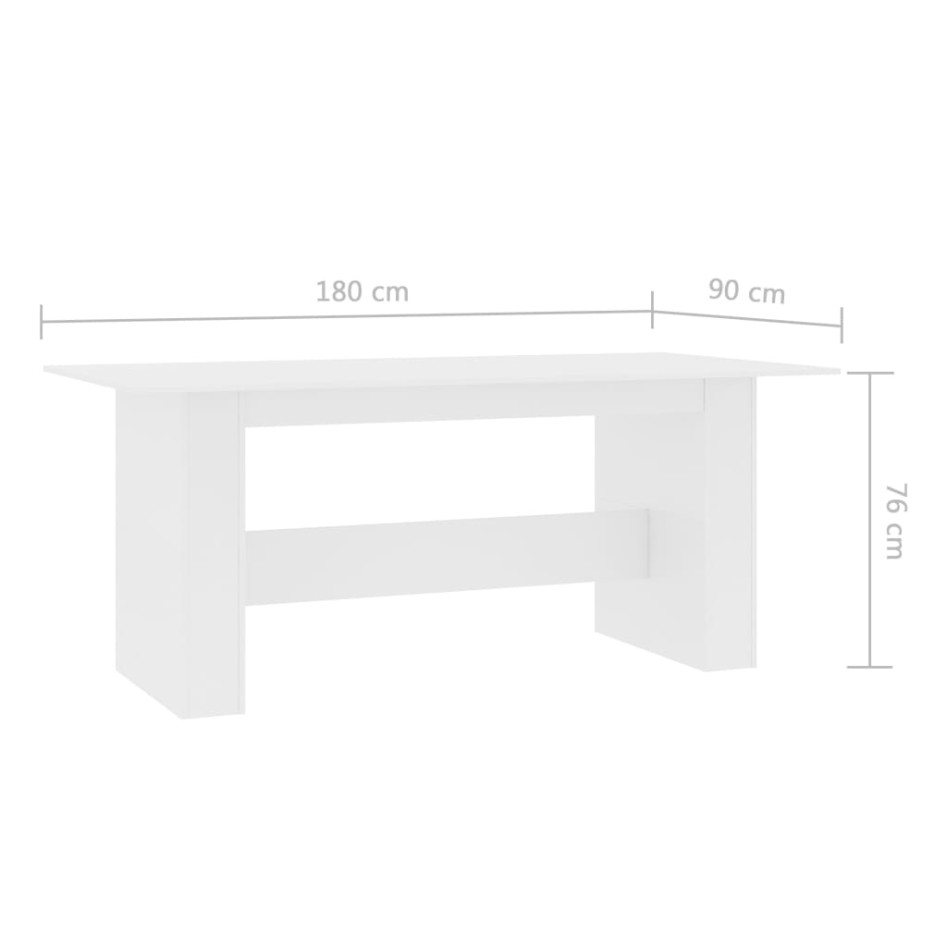 Mesa de comedor de madera de ingeniería blanco 180x90x76