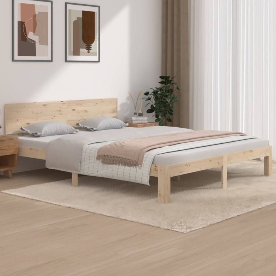 Estructura de cama de madera maciza de pino 160x200