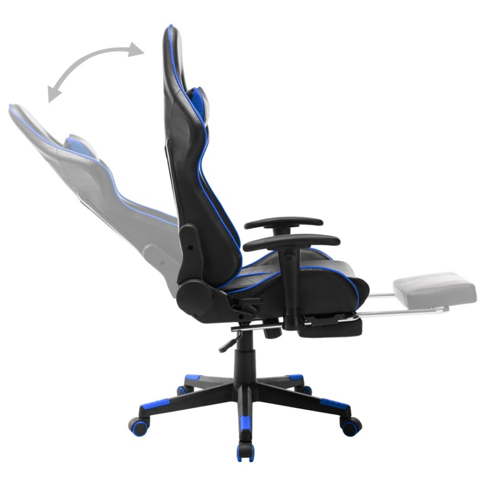 Silla de gaming con reposapiés cuero sintético negro y