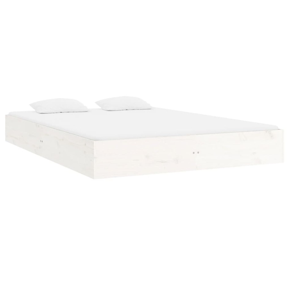 Estructura de cama madera maciza blanca 200x200