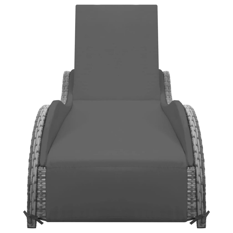 Tumbona con cojín ratán sintético gris