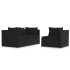 Set de muebles de jardín 3 pzas y cojines ratán sintético