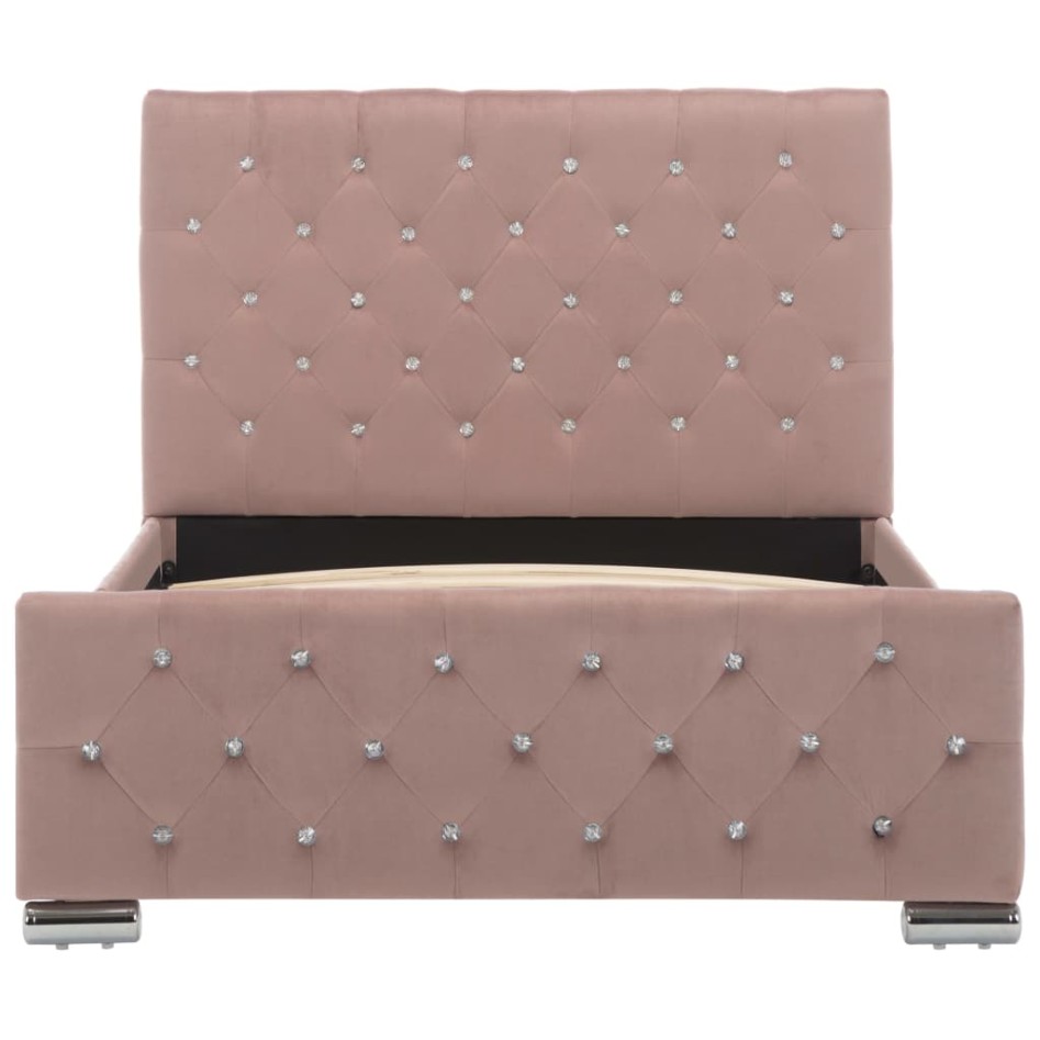 Estructura de cama de terciopelo rosa 100x200