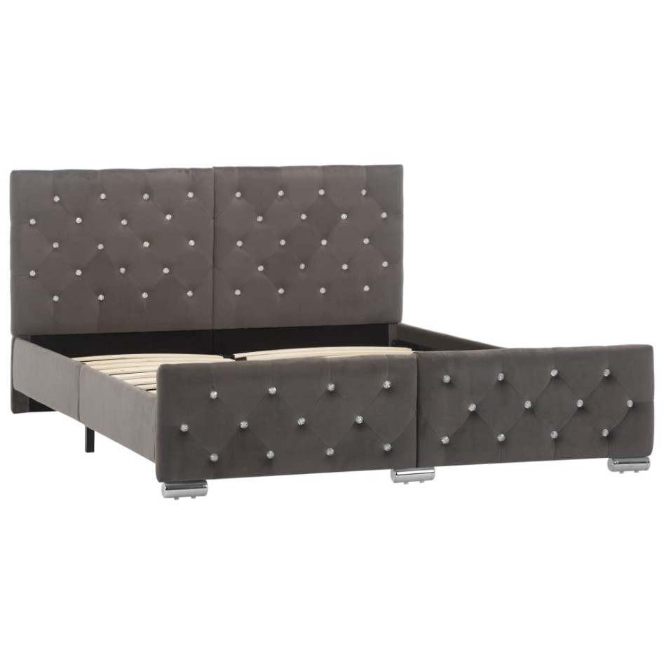 Estructura de cama de terciopelo gris 140x200