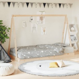 Estructura de cama para niños madera maciza de pino 90x200