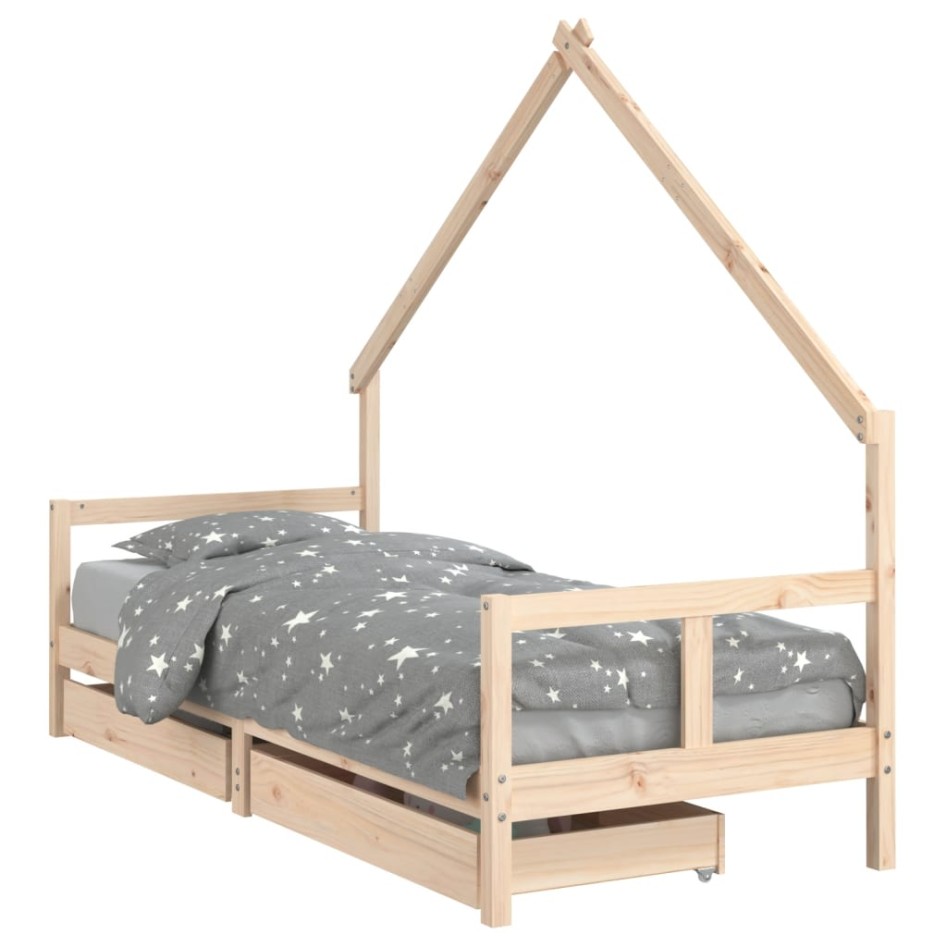 Estructura de cama para niños con cajones madera pino 80x200