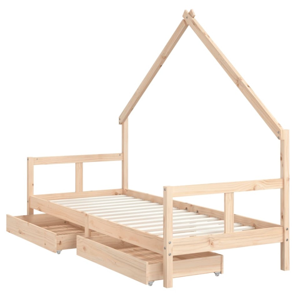 Estructura de cama para niños con cajones madera pino 80x200