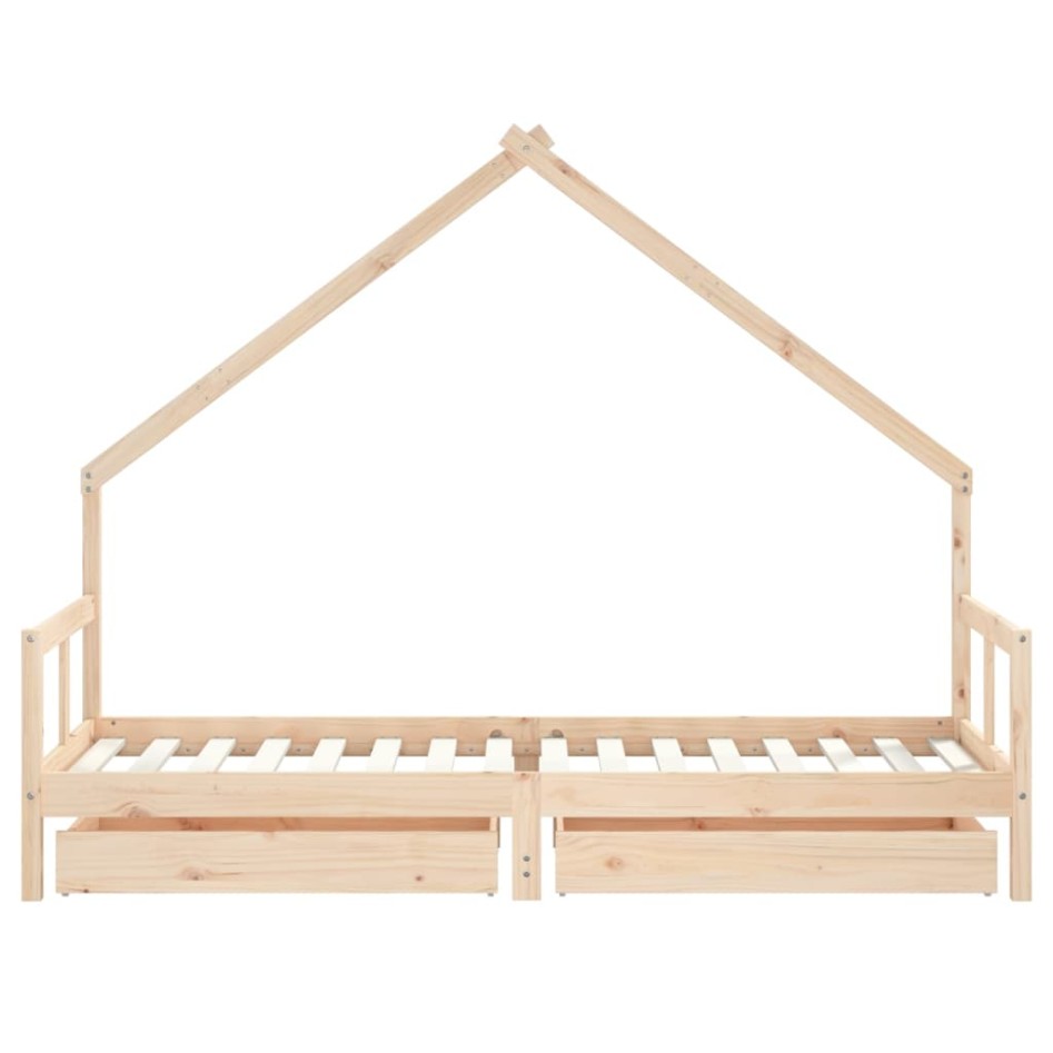 Estructura de cama para niños con cajones madera pino 80x200