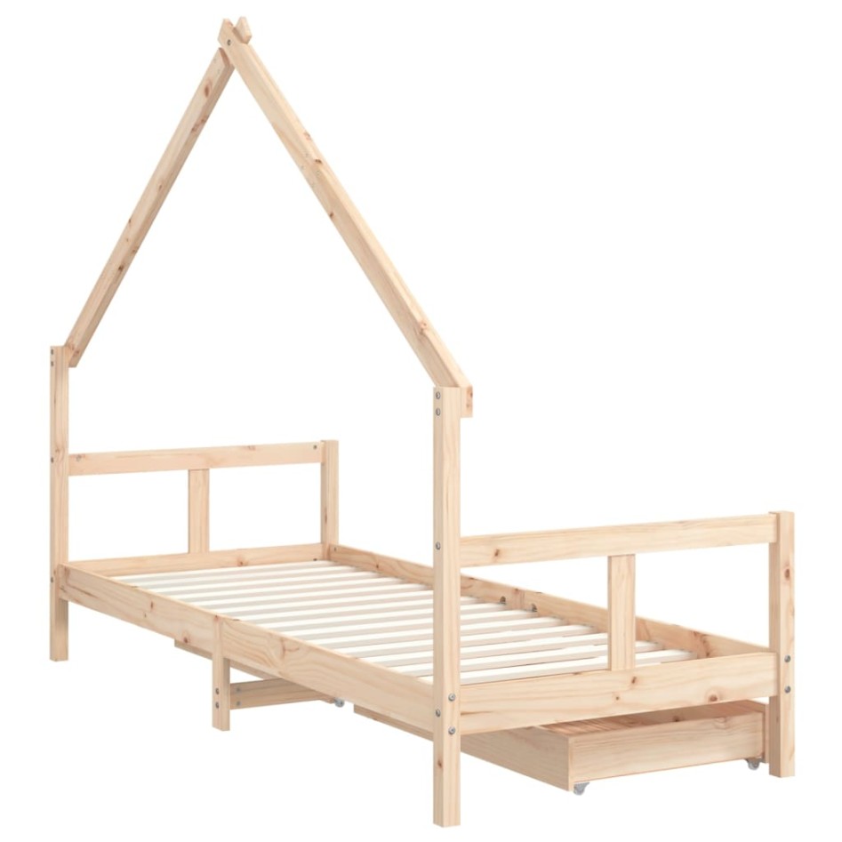 Estructura de cama para niños con cajones madera pino 80x200