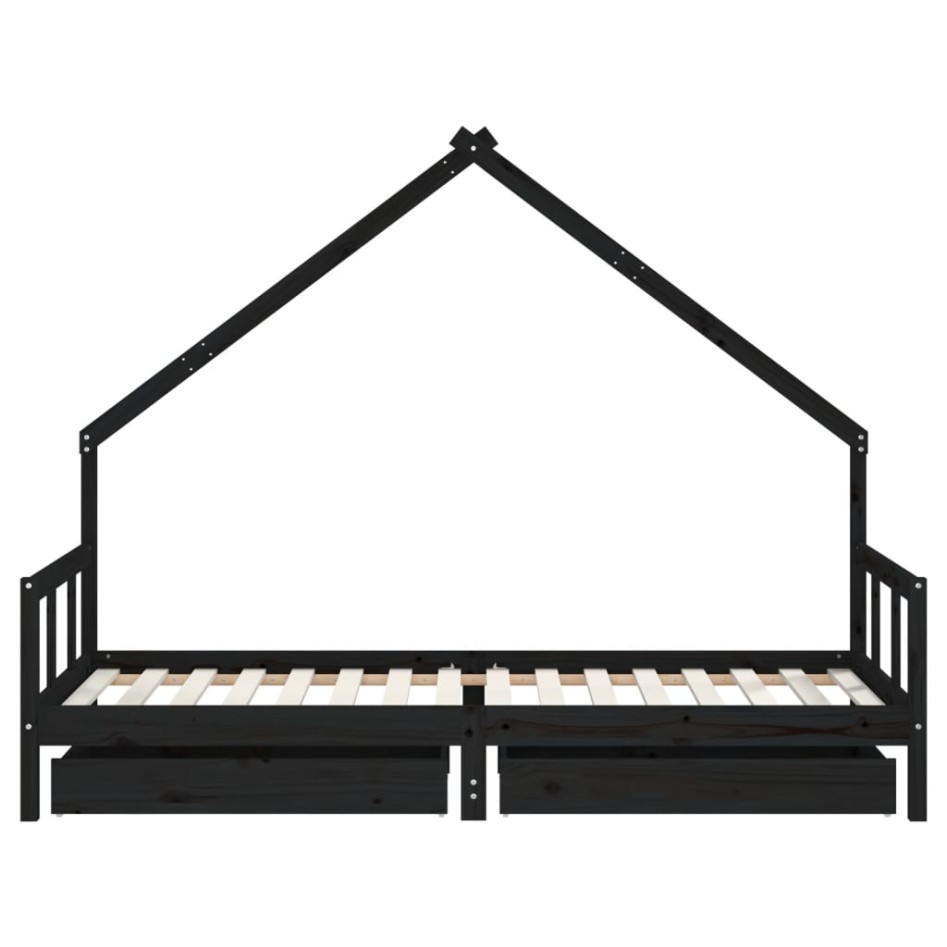 Estructura de cama niños con cajones madera pino negro