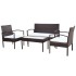 Muebles de jardín 4 piezas con cojines ratán sintético