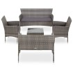 Set de muebles de jardín 5 pzas y cojines ratán sintético gris