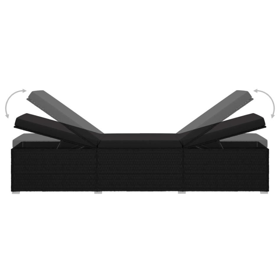 Tumbona de jardín con cojín y mesita ratán sintético