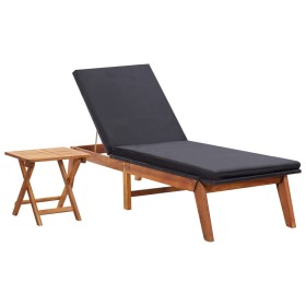 Tumbona con mesa ratán sintético y madera maciza de