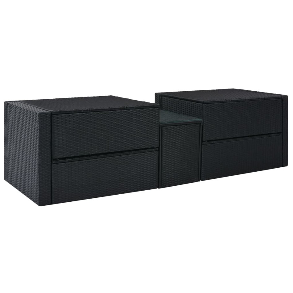 Set muebles de jardín 5 piezas y cojines ratán sintético