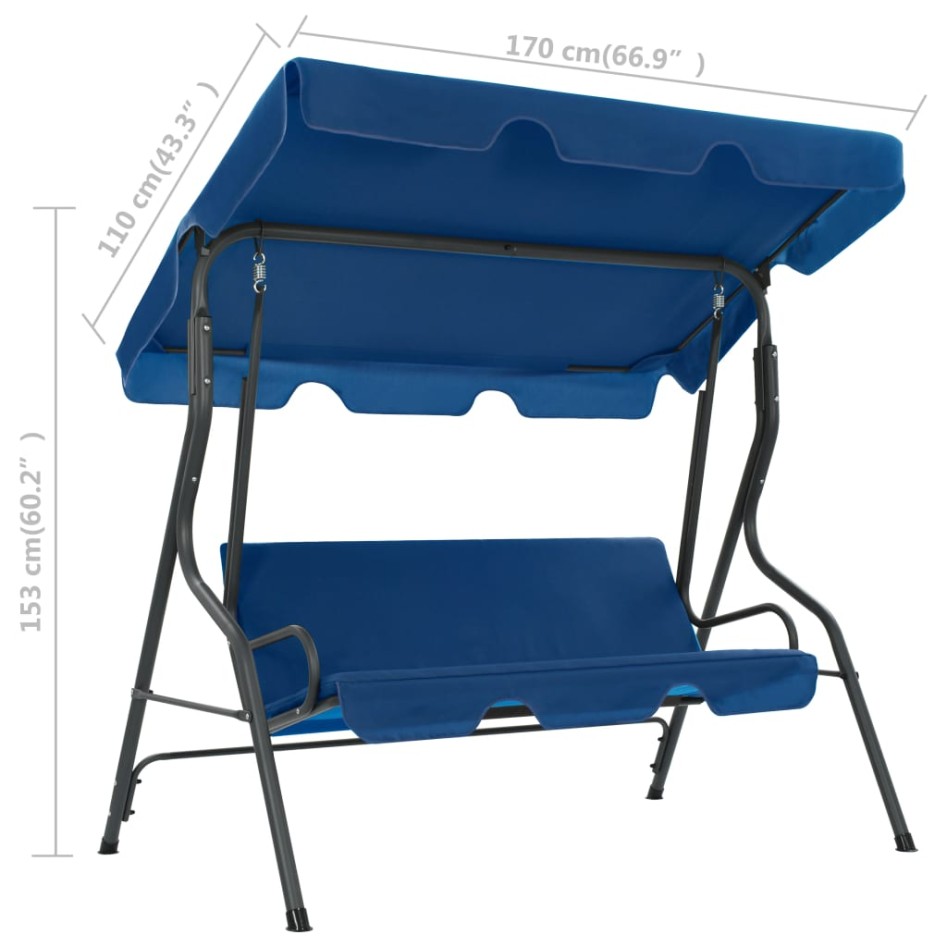 Banco columpio de jardín tela azul oscuro 170x110x153