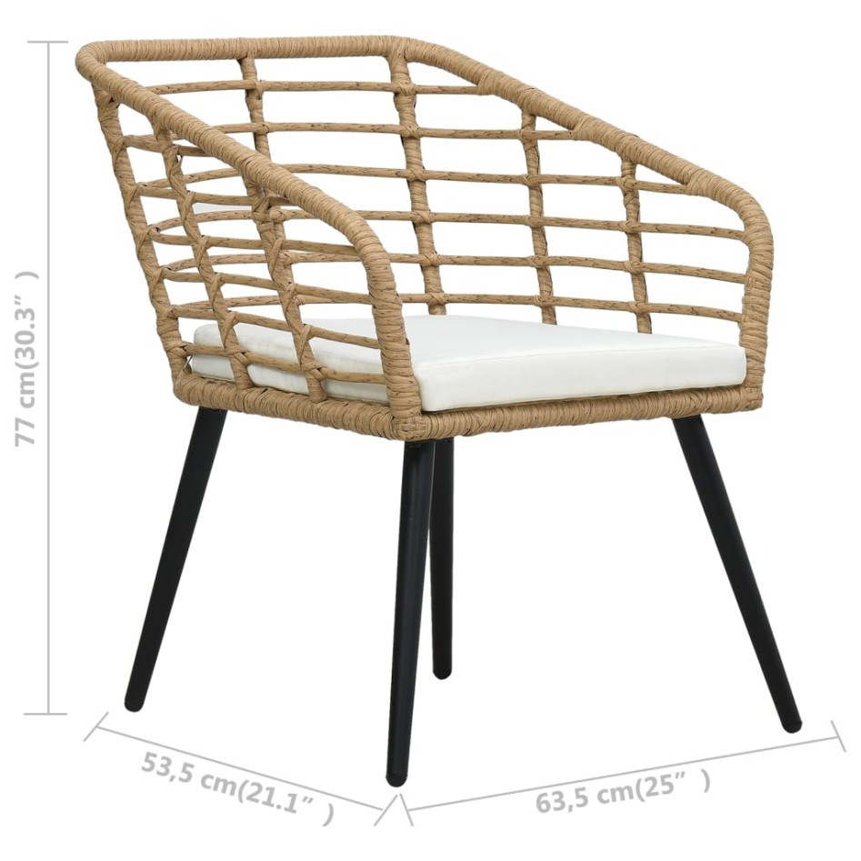 Sillas de jardín 2 uds con cojines ratán sintético color