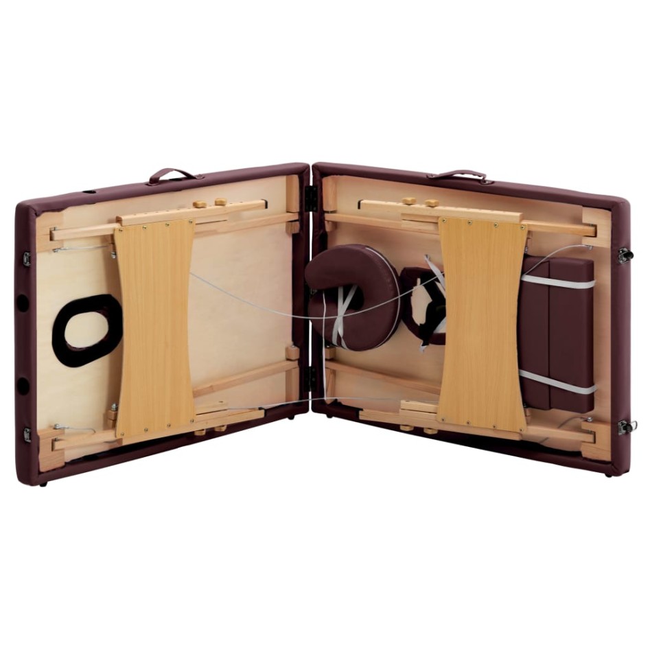 Camilla de masaje plegable 2 zonas madera morado