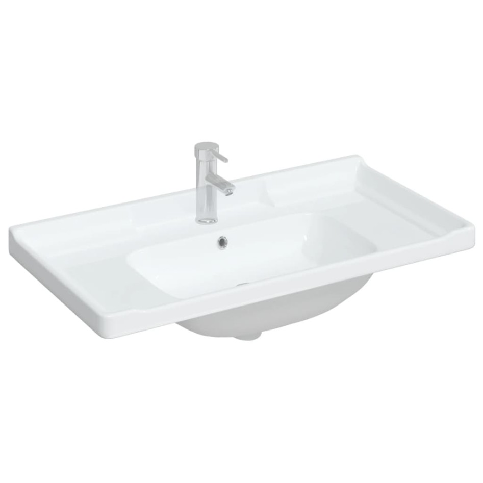 Lavabo de baño rectangular cerámica blanco 91,5x48x23