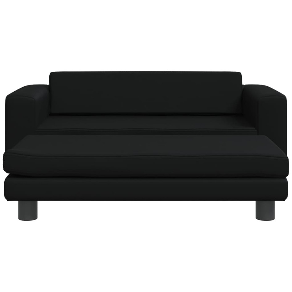 Cama de perros con extensión cuero sintético negro 100x50x30