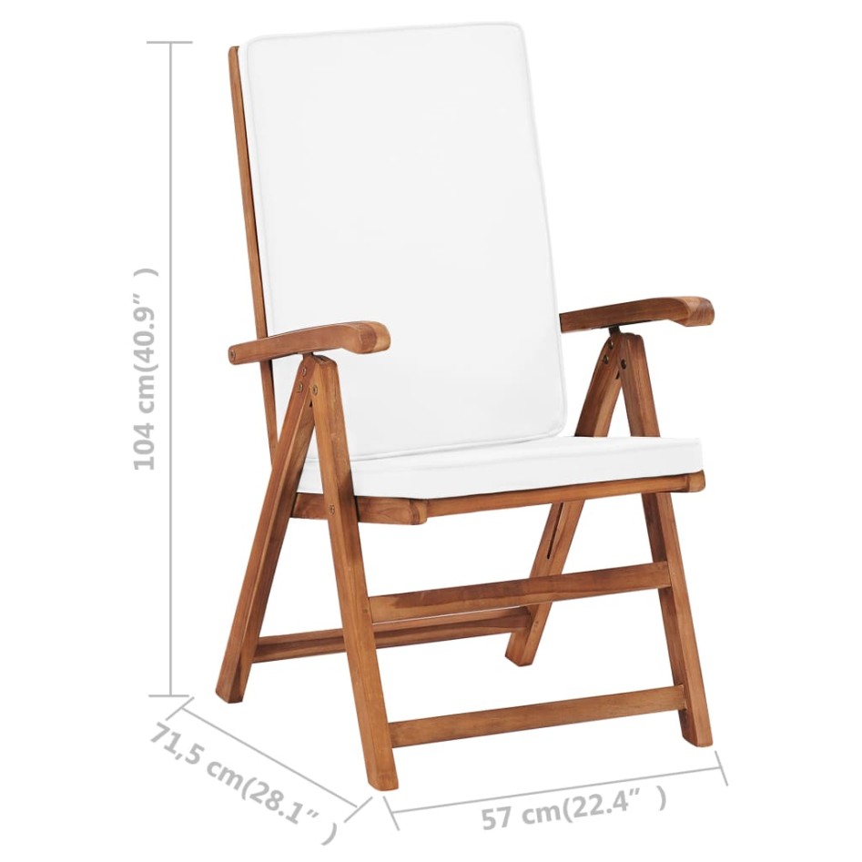 Sillas de jardín reclinables y cojines 2 uds madera maciza