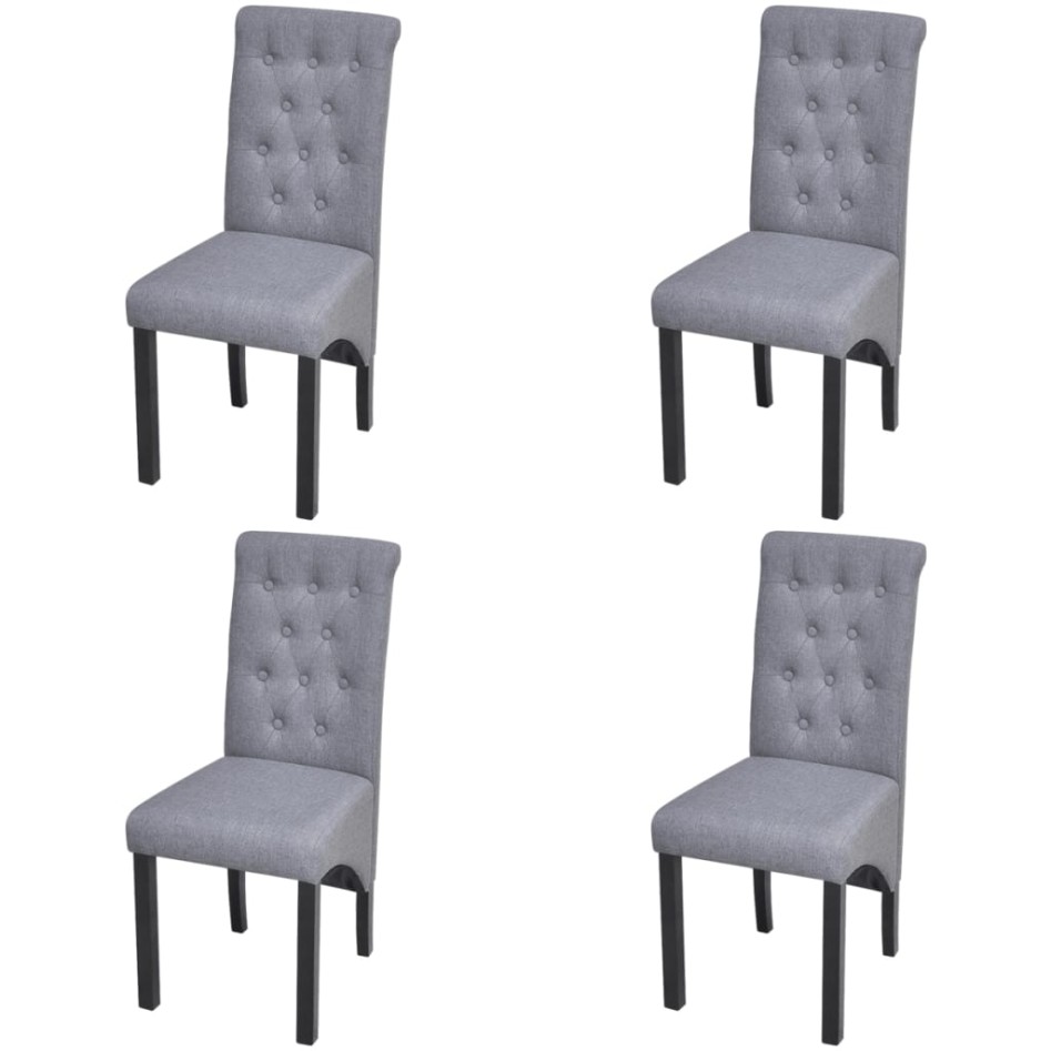 Sillas de comedor 4 unidades tela gris