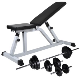 Banco de entrenamiento con juego de barras y mancuernas 30,5