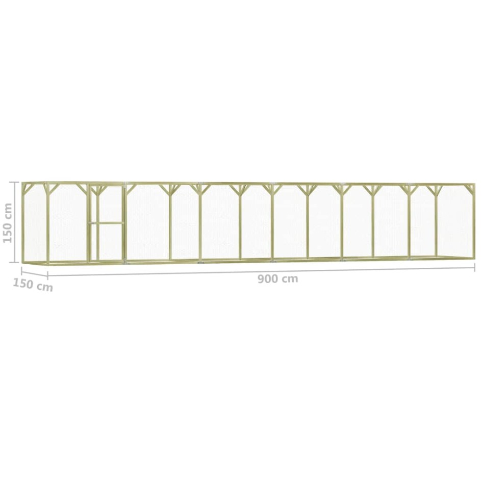 Gallinero de madera de pino impregnada 1,5x9x1,5