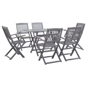 Juego de comedor de jardín 7 pzas madera maciza de acacia