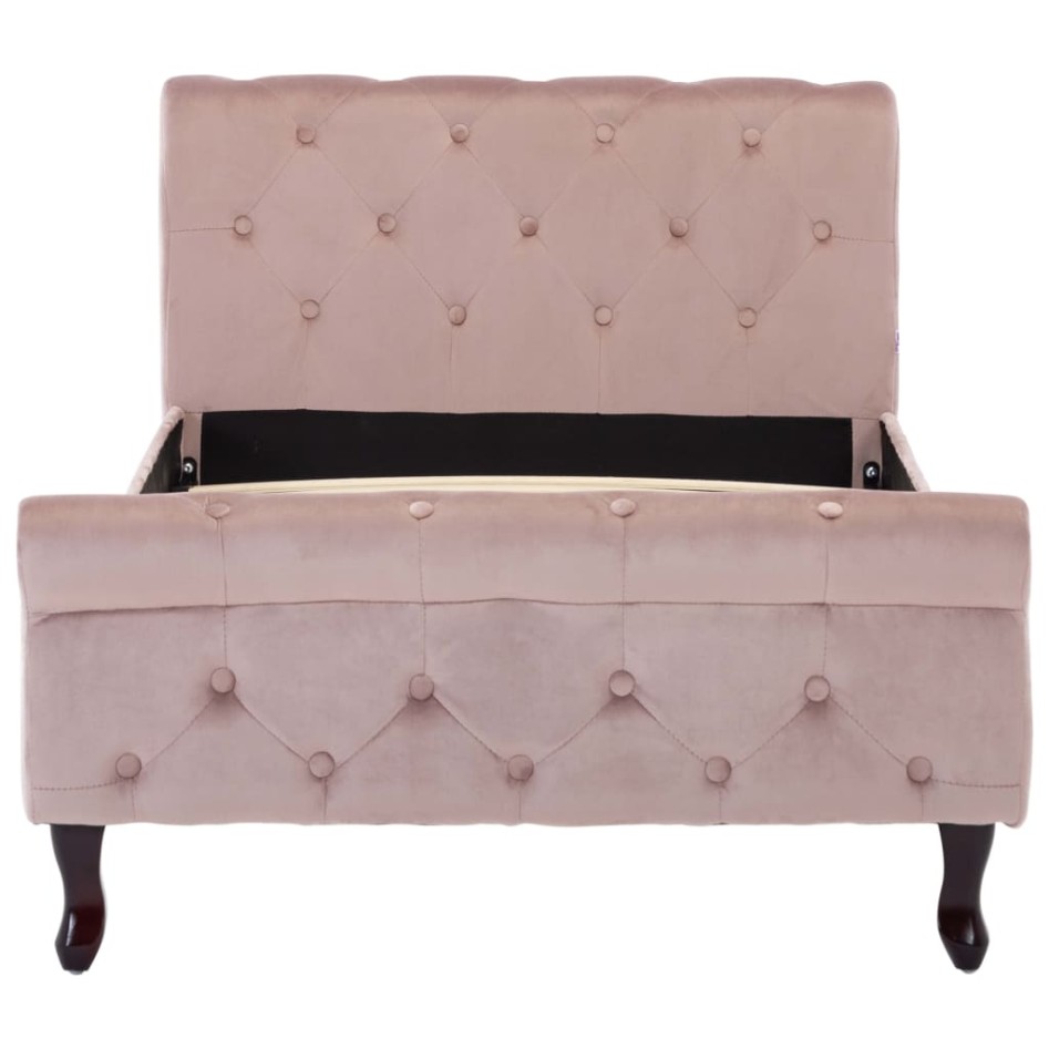 Estructura de cama de terciopelo rosa 90x200