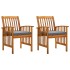 Sillas de comedor jardín 2 uds con cojines madera maciza