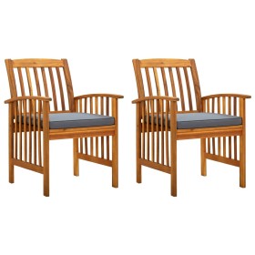 Sillas de comedor jardín 2 uds con cojines madera maciza