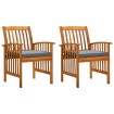 Sillas de comedor jardín 2 uds con cojines madera maciza acacia