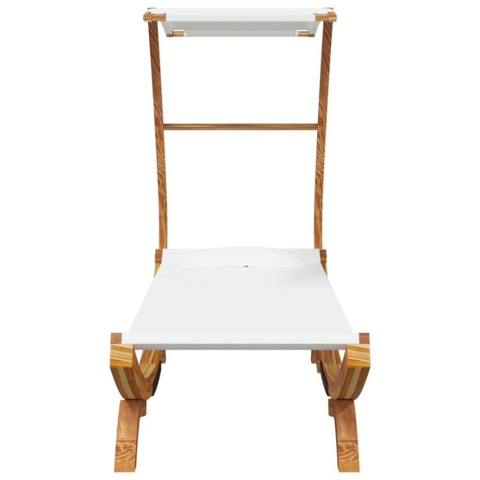 Tumbona con dosel madera maciza curvada crema 100x190x134