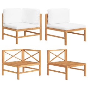 Set de muebles de jardín 2 pzas madera de teca y cojines