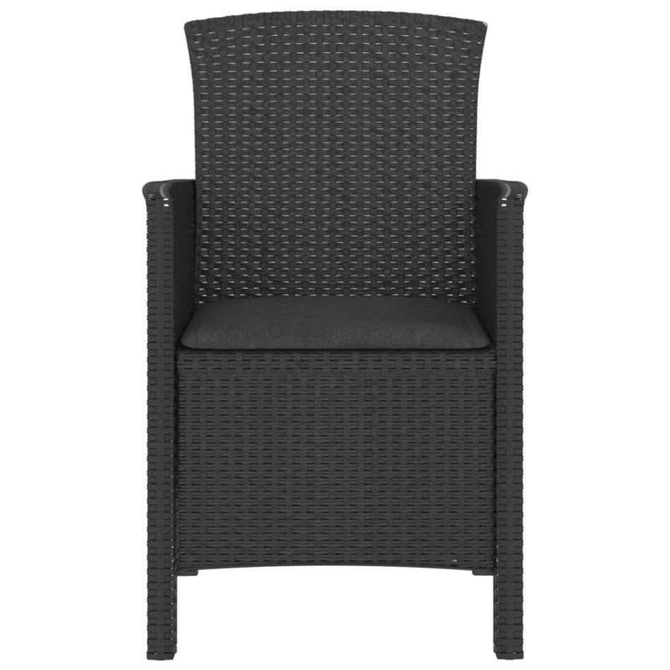 Sillones de jardín 2 uds con cojines ratán PP color